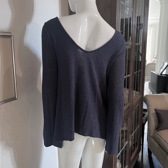 Anthopologie Navy and Black Marled Scoop Neck Swing Sweater - Small - Picture 9 of 14